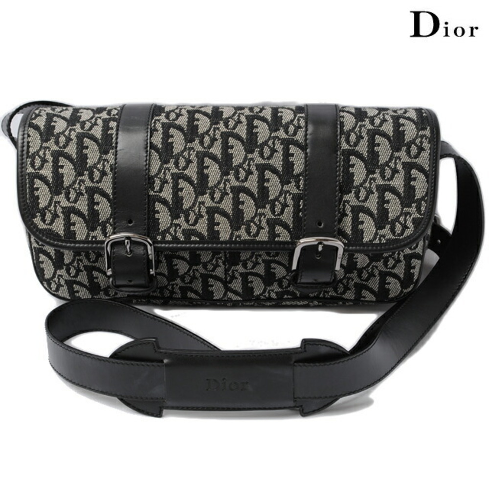 Christian Dior crossbody shoulder bag black canvas logo